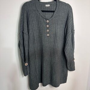 Free People Intimately Gray Ribbed Knit Top